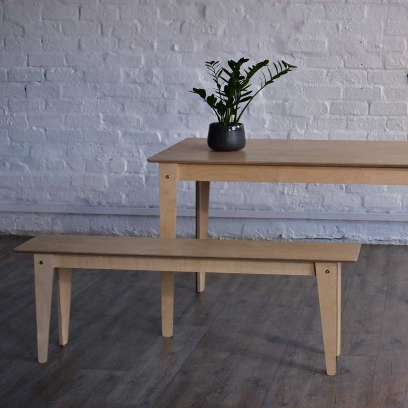 Mupu Flat Pack Furniture Table with Bench - Birch Plywood