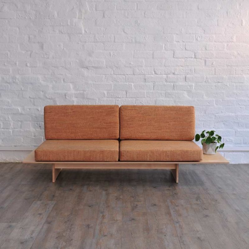 Mupu Flat Pack Furniture Couch, Cork Leather Cushions, Birch Plywood - Cape Town