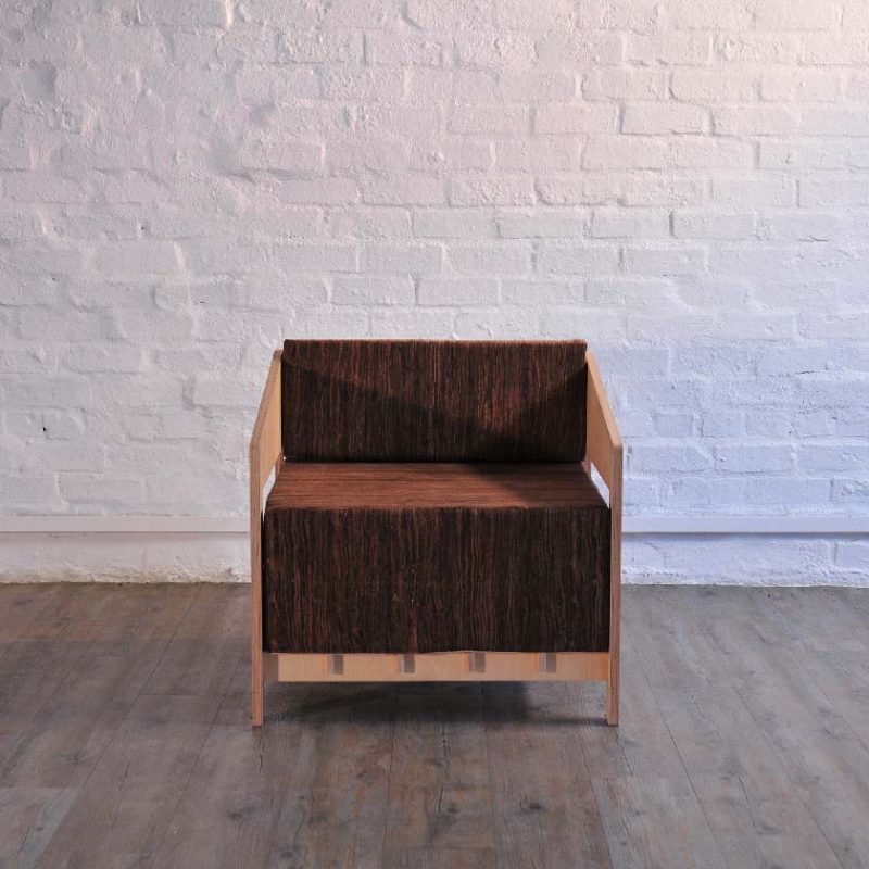 Mupu-flat-pack-furniture-sustainable-armchair with Cork Leather Cushions