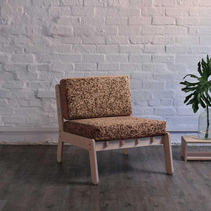 Mupu Flat Pack Lounge Chair with Cork Leather Cushions