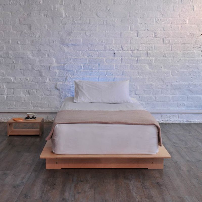 Mupu flat pack furniture Platform Bed, Bedside Table, sustainable, minimalist furniture